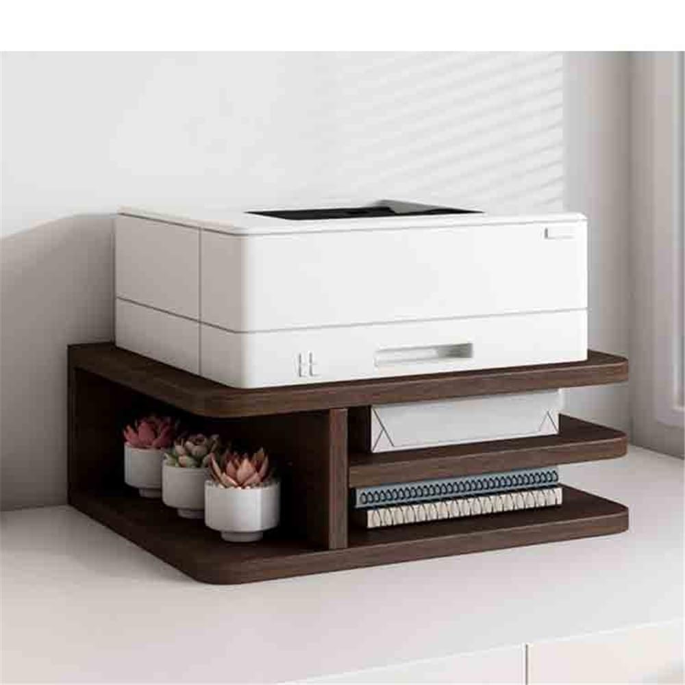 Étagères de Rangement Étagère for Imprimante De Bureau, Petit Support D'imprimante, Rehaussante, Peut Contenir du Papier A4, À Plusieurs Niveaux pour Le Bureau(Bruin)