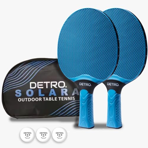 DETRO Juego de pala y pelotas de tenis de mesa para 2 jugadores al aire libre con funda de transporte.