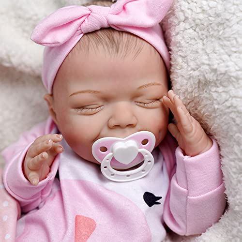 Poupée Reborn Nouveau-né Fille - 45 Cm - Réaliste Yeux Fermés Endormie