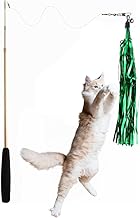 emily pets Interactive Cat Teaser Wand Toy with Colorful Crinkle Tassels & Bell | Extendable & Durable Wand for Indoor Cats & Kittens | Pet Play Toy for Exercise, Hunting & Fun (Multi Color)