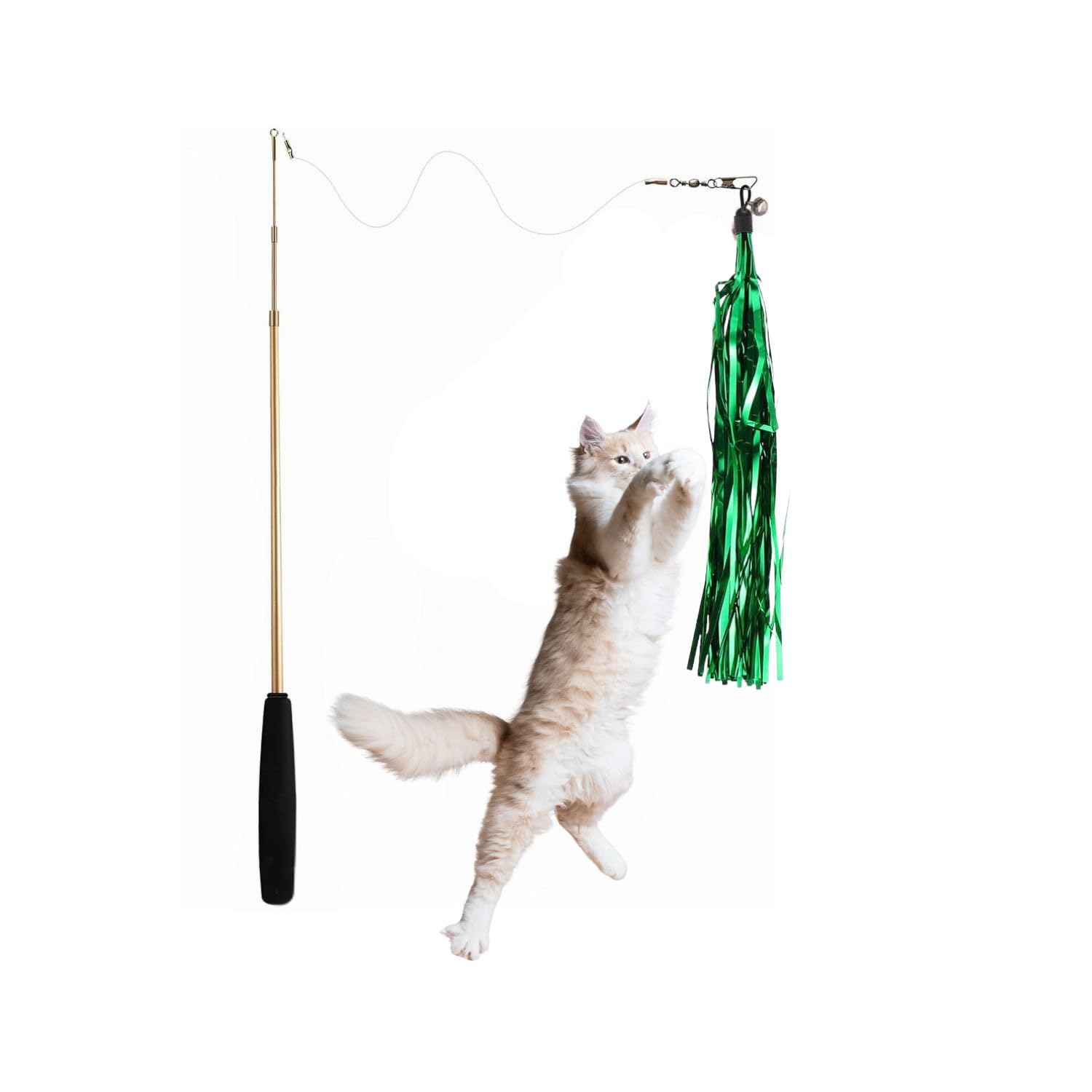 emily pets Interactive Cat Teaser Wand Toy with Colorful Crinkle Tassels & Bell | Extendable & Durable Wand for Indoor Cat...