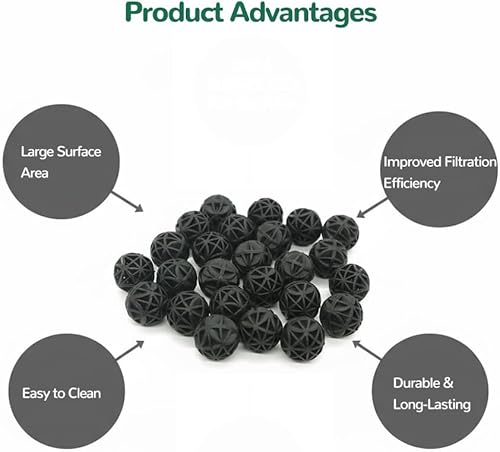 Miniatura 4 de J-star 100 unidades de 0.62 pulgadas para acuario bio bolas filtrantes, medios de filtro para tanque de peces de acuario, bolas de filtro de medios
