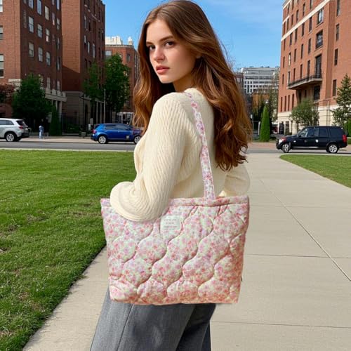 Image of Sunwel Fashion Top Zipper Floral Quilted Bag Small Tote Bag for Women