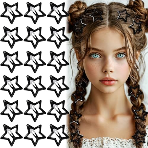 20 Pinzas de Pelo Estrella Negra 3cm Antideslizantes miniatura 1
