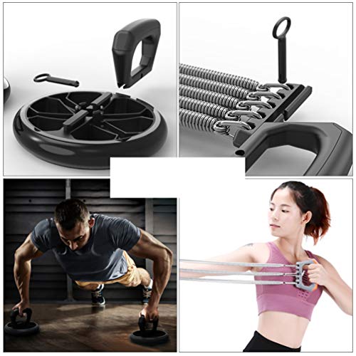 Wakauto Ab Roller Wheel, Kit de Rolos Ab 4 em 1 com Faixas de Resistência, Barras de Push Up, Alças