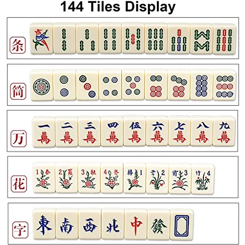Juego de Mahjong Chino Tradicional con 144 Fichas Melamina miniatura 4