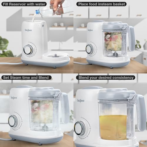 Image of Baybee Blendy 4-in-1 Electric Baby Food Processor | Baby Food Maker with Steamer, Reheat, Blender & Defrost | Portable Baby Food Steamer & Puree Maker | Food Mixer & Warmer for Babies