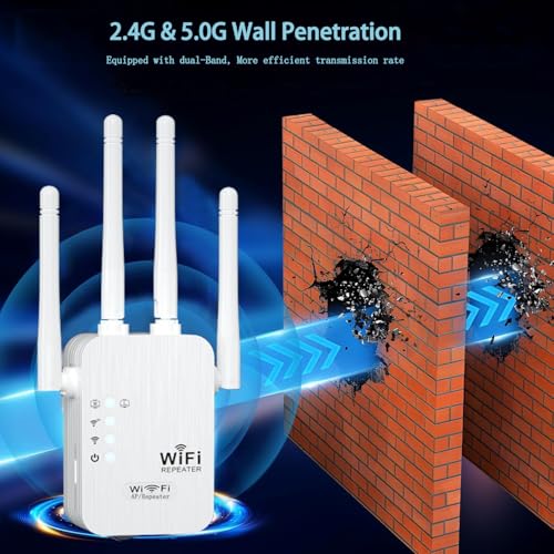 WiFi Repeater, 1200Mbps Amplificador Señal Repetidor Doble Banda 2.4G/5G con 4 Antenas, Wifi Amplifier Extensor con 3 Modos(Repetidor/Router/Ap), Puerto Ethernet, Compatible con Todos los Routers WiFi - Imagen 3