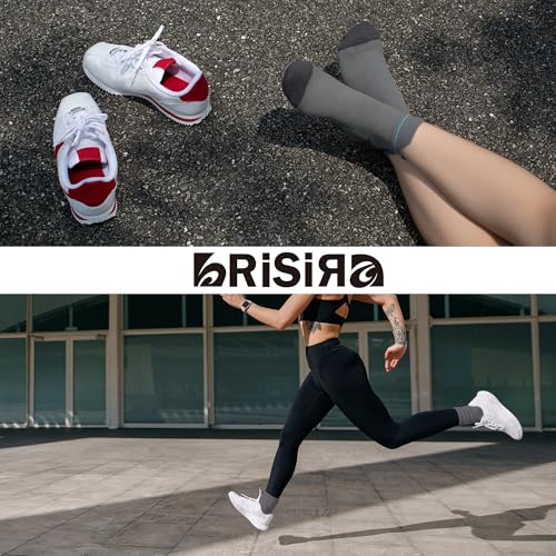 Image of BRISIRA Coolmax Bamboo Viscose Women Compression Running Ankle Socks No Show Athletic Wicking Thick Cushioned Arch Support