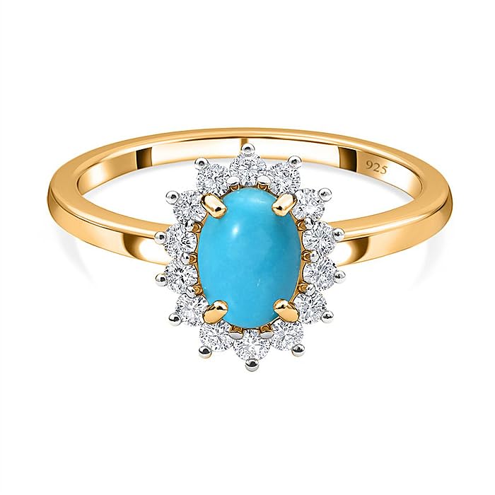 Image of Princess Diana Inspired Halo Birthstone Ring for Women Girls | Pure 925 Sterling Silver with AAA+ Natural Gemstone | 18K Gold-Plated | Best Gift for Birthday, Anniversary, or Valentine�s Day