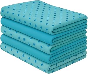 Mullwindeln 70x70 – 5er Pack aus 100% Baumwolle – OEKO-TEX Zertifiziert – Weich, Atmungsaktiv & Saugfähig – Farbe Aquamarine – Ideal als Spucktücher Baby, Mulltücher Baby, Musselin Spucktücher