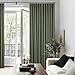 Olive Green Pleated Linen Blackout Curtains 102 Inches Long for Bedroom Living Room Pinch Pleat Black Out Thermal Insulated Ring Hooks Room Darkening Drapes Dark Green Curtains with Liner 40x102