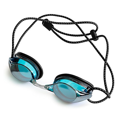 Anti-Fog Juniors Racing Swimming Goggles - by Proswims with Quick Adjustable Elastic Bungee Strap, Hard Case and Bonus Swim Goggles Microfiber Cleaning Cloth