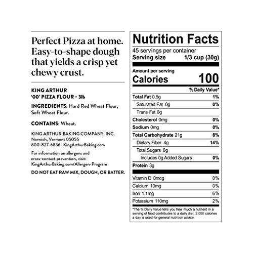 King Arthur, ’00’ Pizza Flour, Specialty Flour, Blend Of 100% American-Grown Wheat, Non-Gmo Project Verified, 3 Pounds(Pack Of 4) #TOP4