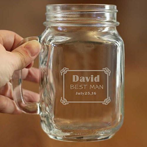 Best Man Mason Jar Personalized Birthday Gift Party Gift for Men Anniversary Gift for Hunsband Glass Mason Jar Mugs 16 Oz