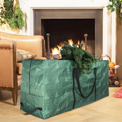 Bolsa de almacenamiento de Navidad impermeable con asas para árbol de Navidad artificial rojo 4
