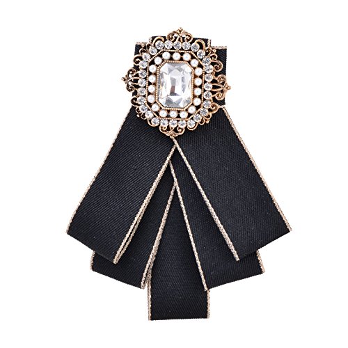 OBONNIE Neck Bow Tie Pin Brooch Classic Bowknot Necktie Jabot Collar Neck Tie Cravat Suit Accessory (Black)