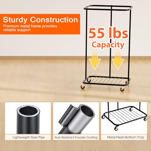 Image of 100L Laundry Hamper with Lid, Rolling Laundry Basket with Wheels, Large & Tall Dirty Clothes Hamper with Metal Frame and Removable Bag for Bedroom Aesthetic, Laundry Room, Bathroom, Dorm-Black