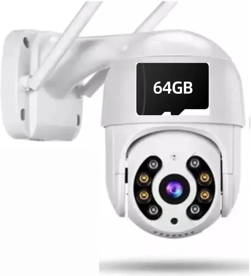 Câmera IP Wi-Fi Externa A8, Rotativa com Auto Tracking, Visão Noturna Infravermelho, À Prova D'água, com Cartão 64GB