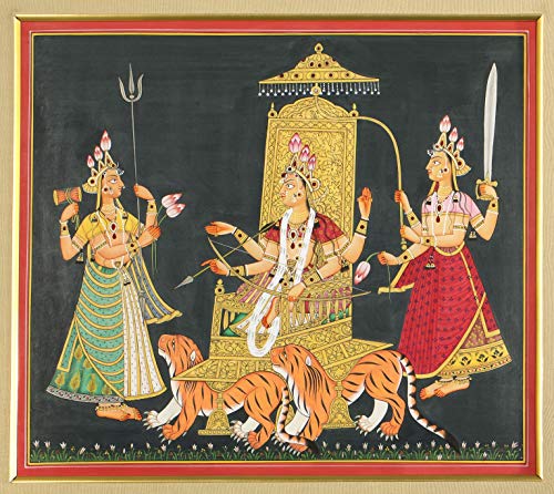 Aquarelle Mahadevi Exotic India par Kailash Raj, peinture hindoue sur papier