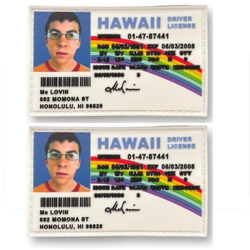 McLovin ID Superbad PVC Patch - Funny Meme Patches Humorous Military Tactical Morale Patch with Hook & Loop Fastener Cute Patches for Backpacks Military Uniforms Jeans Jackets & Hats (2 Pack)