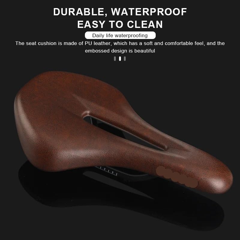 Bike Saddle PU Leather Comfortable Soft MTB Road Bicycle Seat One-Piece Hollow Breathable Shockproof Outdoor Cycling Cushion
