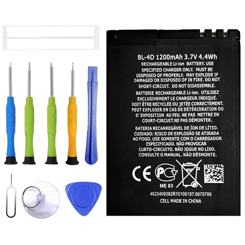 ERYNK Batería de repuesto BL 4D compatible con Nokia E5, E7, N8, N97 batería de repuesto con juego de herramientas