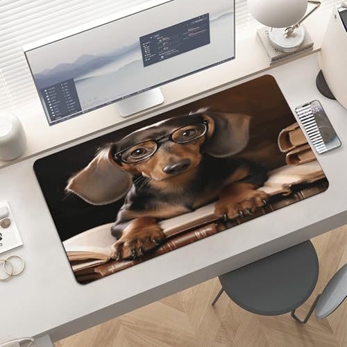 Tapete para escritorio Dachshund Book goma antideslizante grande miniatura 6