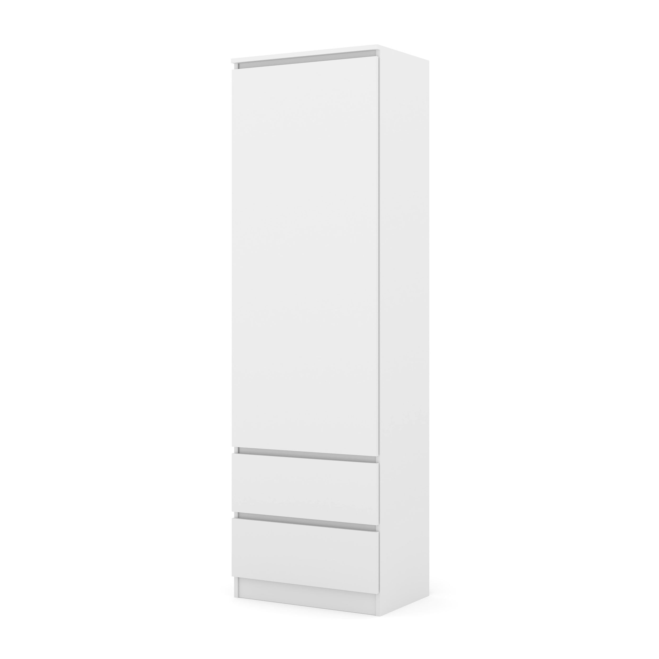 Homlando Mehrzweckschrank, Kleiderschrank Maja 60 cm mit Schubladen, schmales Aktenregal für Wohnzimmer & Büro, Moderne Aufbewahrung mit Tür, minimalistisches Design, (Weiß Matt)