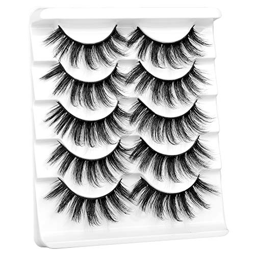 Ruairie False Eyelashes Natural Fluffy Lashes Bulk 3D Faux Mink Lashes Pack Soft Volume Fake Eye Lashes Wispy 5 Pairs