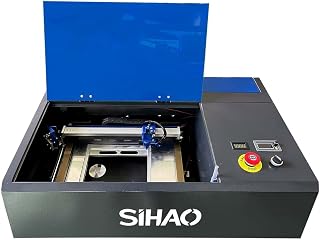Grabadora Laser 40 W Máquina de Grabado Láser CO2 Cortadora Laser 30 x 20 cm USB 220V Europlug para Madera/Cuero/Papel/Plastico/Cristal/Joyas/Piedra/Cerámica/Resina etc (Azul y negro)