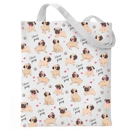VeloKomo Pug Gifts Tote Bag - Cotton Totes for Dog Lovers