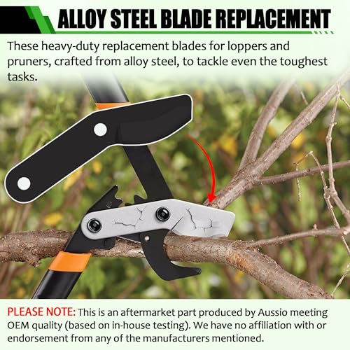 Aussio (2-Pack) Steel Replacement Blade for Fiskars Loppers - Compatible with PowerGear Bypass Lopper25" & 31" and 27" PowerGear 2 Bypass Loppers - Loppers Large Blade for Fiskars Garden Tools - Black