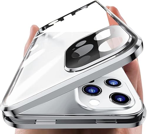 Funda magnética con cerradura para iPhone 14 Pro Max con protector de lente de cámara, protector de pantalla de bloqueo de seguridad 360 de cuerpo