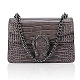 Aiqudou Women's Leather Snake Print Crossbody and Shoulder Bag - Luxury Chain Strap Bag Ladies Satch