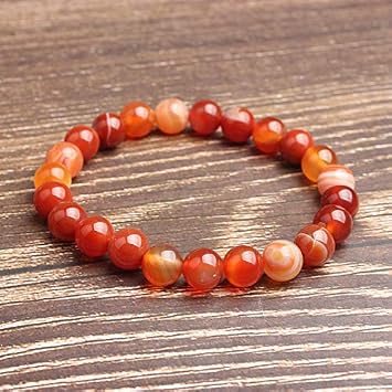 4/6/8/10/12mm Natural Jewelry Loose Beads Bracelet Be Fit for Men and Women Accessories and Amulets - (Color: Sard/Item Diameter: 8mm 23beads)