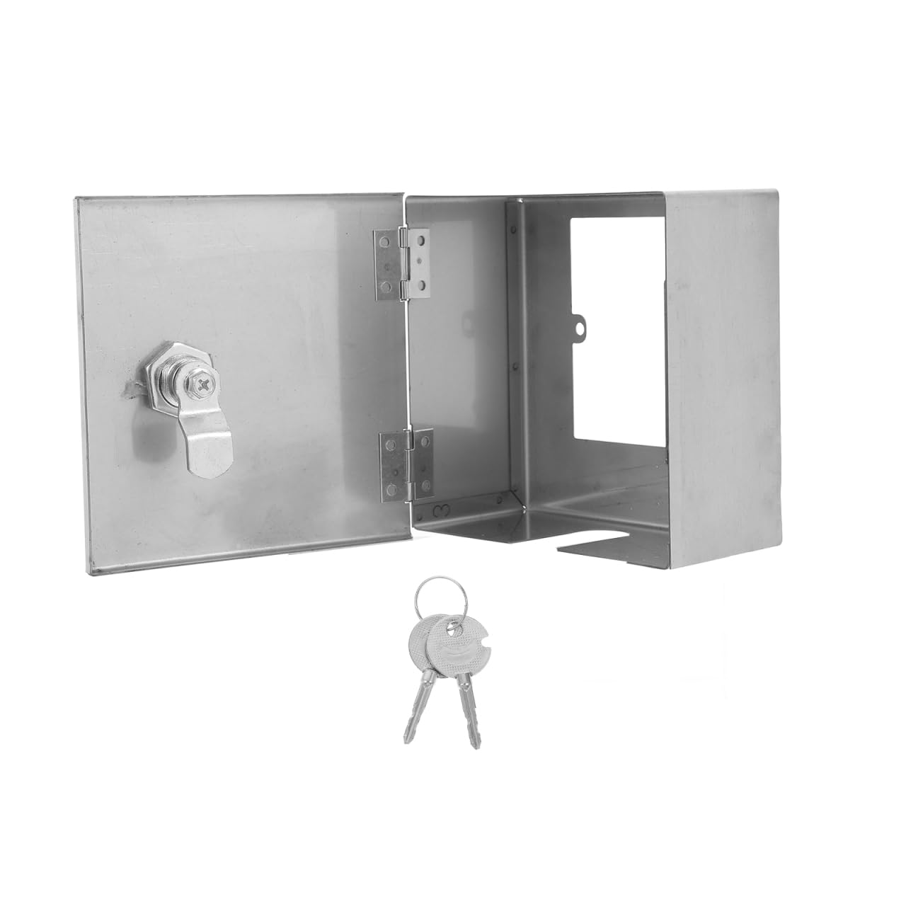 Boîte Électrique Extérieure Acier Inoxydable avec Serrure et Clés Coffret de Protection pour Prises Électriques Imperméable Boîtier de Chargeur Sécurisé pour Montage Mural et