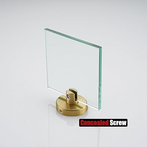 Miniatura 9 de JQK Pequeños estantes flotantes de vidrio dorado, repisas de exhibición de 4 pulgadas para pared, mini decoración, sala de estar, dormitorio, baño,