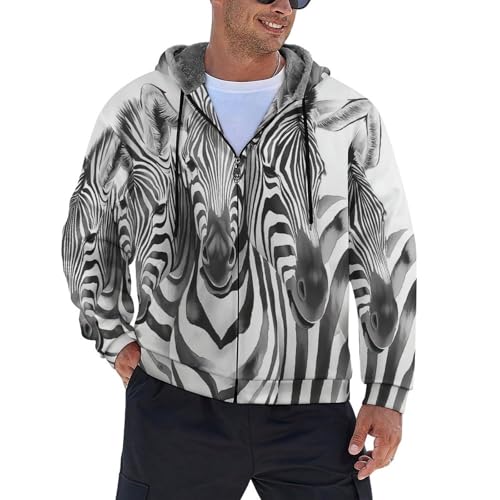 Veste d'hiver en coton pour homme en motif zèbre noir et blanc, sweat-shirt coupe-vent du S au 6XL