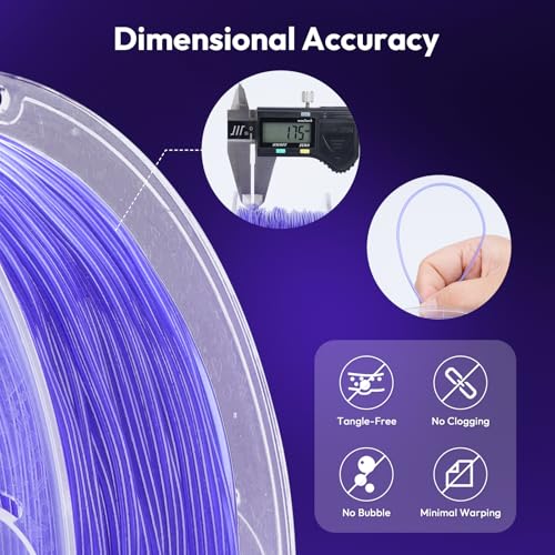 Image of AMOLEN 95A TPU 3D Printer Filament, 1.75mm Glow in The Dark Blue Purple, Soft TPU Flexible 3D Printing Filament, High Hardness & Resilience, Best with UV Lamps, 1kg Spool, Fit Most 3D Printers