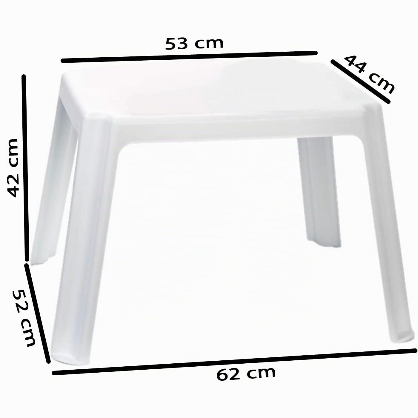 Acan Tradineur - Mesa Auxiliar de plástico, mesita Baja para niños, Estructura sólida, Interior y Exterior, salón, jardín (Blanco, 54 x 65 x 42 cm)