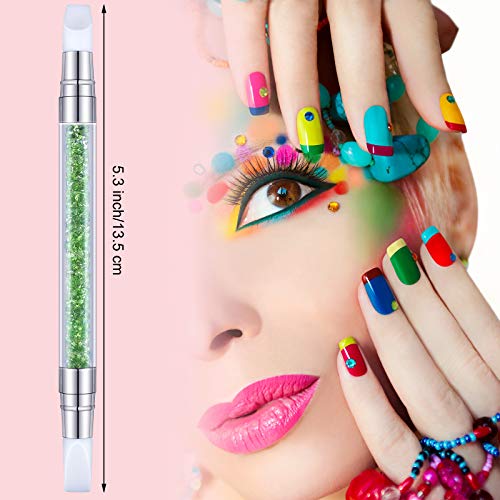 10 Pieces Nail Acrylic Pen Dual Tipped Silicone Rhinestone Nail Polish Carving Pen Silicone Head Acrylic Handle Nail Art Brushes Manicure Diy Brush Dotting Tools For Home Salon #TOP1