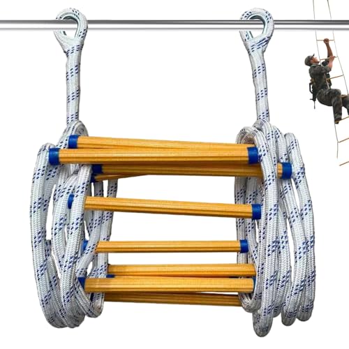 Escalera de Cuerda Escalera de Escape en Caso de Incendio de Gran Capacidad de Carga de 10 pies con Ganchos Cuerda de Emergencia de Nailon Resistente Antideslizante para Entrenamiento de Escalada Res