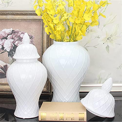 Aadecor Ceramic Jars,Tea Jar,Chinese Style Storage Jars,White Ginger Jars For Home Decor Ginger Jar Vase Porcelain Vase Temple Jar Decorative Jars With Lids White Ceramic Jar (Color : White) #TOP3
