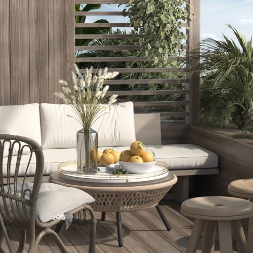 Image of Oroyutor 16-Inch Oak Lazy Susan with Gold Rail and White Finish