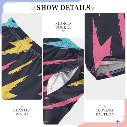 Boys' Pants Colorful Doodle Lightning Bolts Long Bottoms Jogger Pants Elastic Waist Trousers with Pockets S-XL4