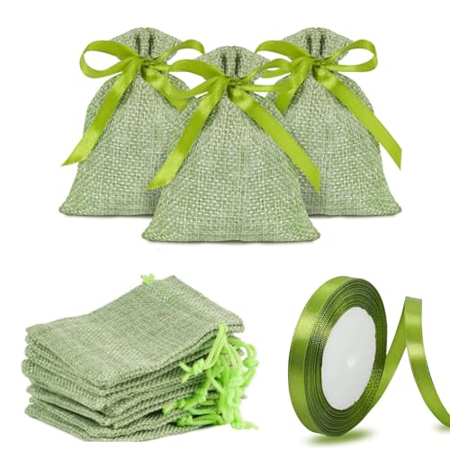 MEISO Lot de 30 sachets de confettis en jute avec ruban de satin pour mariage, baptême, communion,...