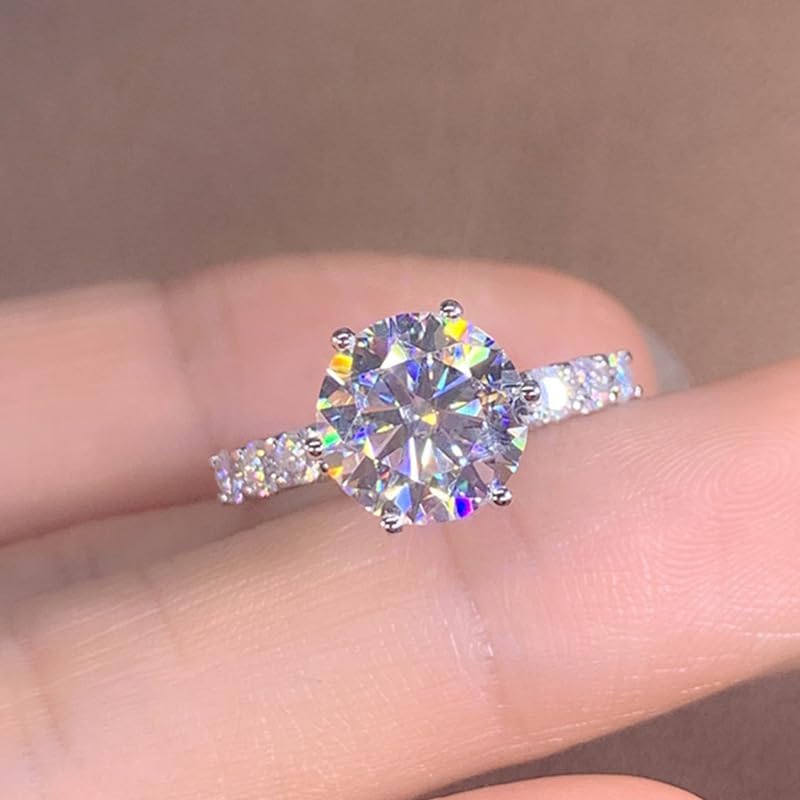 Gixaxak Classic Halo Solitaire Engagement Rings for Women Halo Ring Promise Rings for her Sterling Silver Plated with 14K White Gold Rings for Women Clarity Moissanite 9 - Image 6