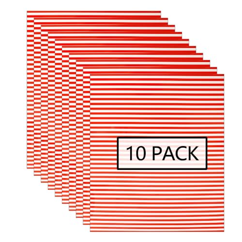 FUNKAKA Red Stripe Heat Transfer Vinyl HTV 10 Sheets 12" x 10"