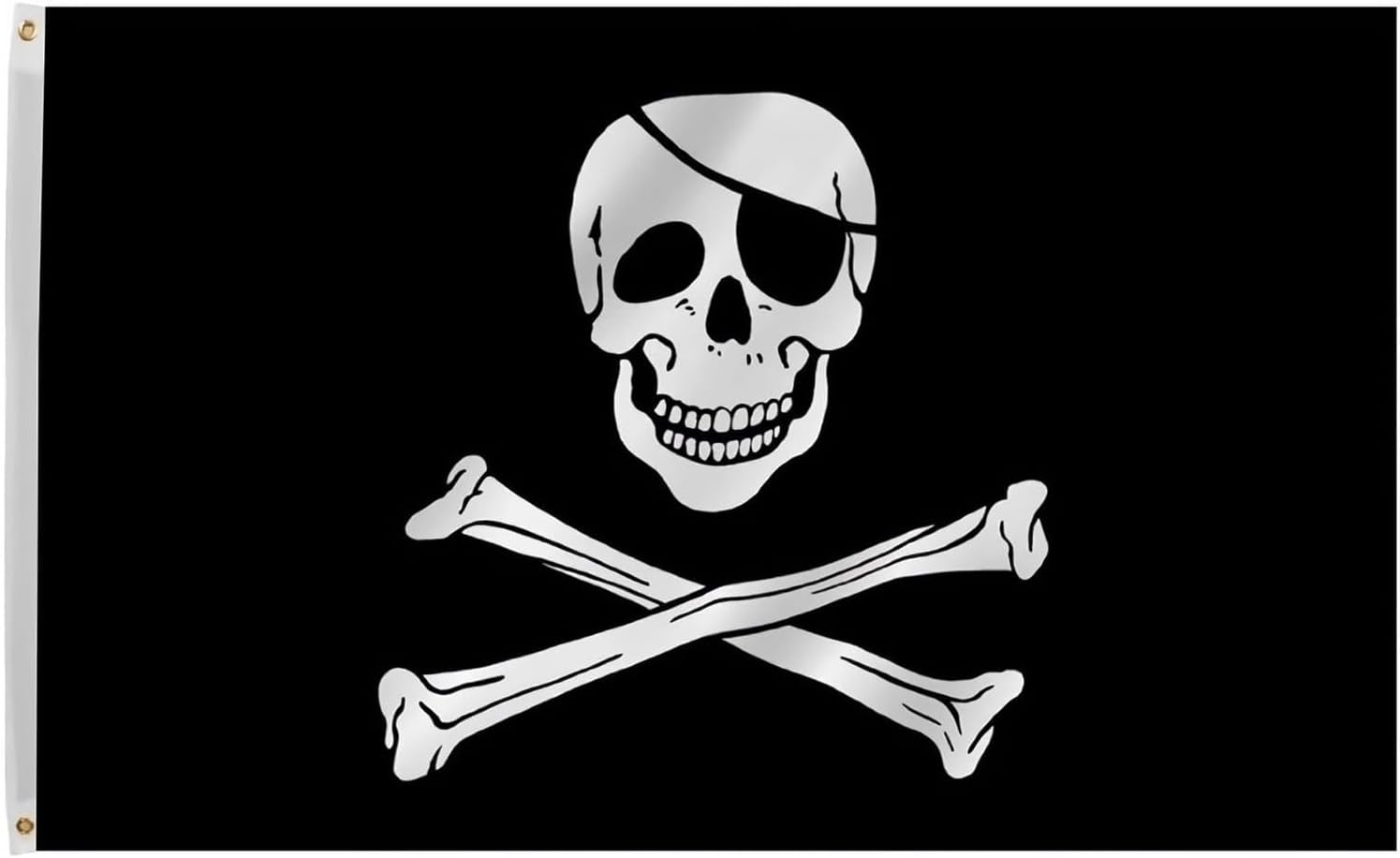 3x5 Ft Jolly Roger Pirate Skull and Crossbones Polyester Flag with Brass Grommets
